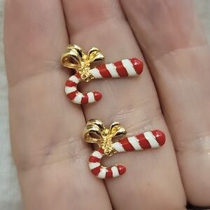 Candy Cane Enamel Stud Earrings
